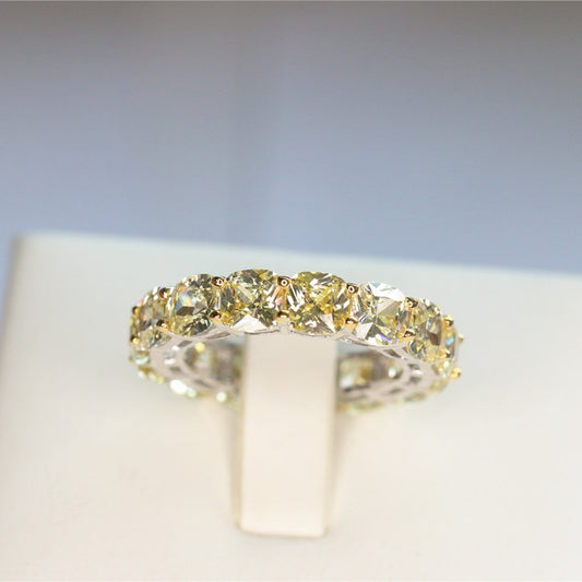 Anillo de mujer de circonio 5A de toda la fila, hecho de plata maciza 925, corte de cojín cuadrado, 5 mm, tamaño 5, 6, 7, 8, 9, 10, anillo para hombre, bisutería para mujer