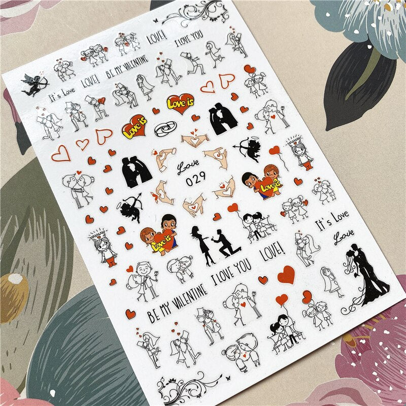 MG191002-12 Love Heart Kiss Valentine's Day 3D Back glue Nail decal Nail sticker Nail decoration Nail art Nail ornament