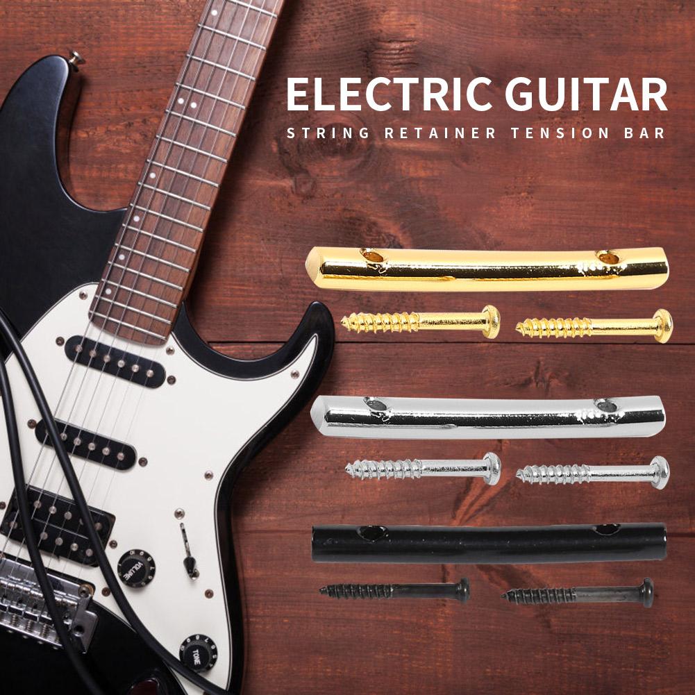 Juego de 3 uds. De retenedor de cuerdas de guitarra eléctrica de hierro de 45mm, barra de tensión con tornillos de montaje, guía de árbol de guitarra para piezas de guitarras eléctricas