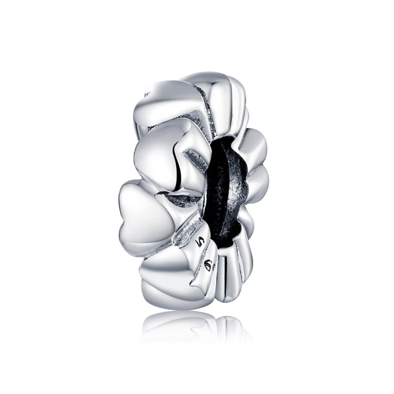 BISAER, espaciador de Plata de Ley 925, corazón de cereza, ojo azul, cuentas con tapón de flor, abalorio compatible con pulsera, accesorios DIY, joyería