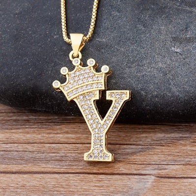 Nidin, nuevo collar de cadena con colgante de alfabeto AZ de circonita de cobre de lujo, estilo Hip-Hop, joyería de nombre inicial para mujer y hombre