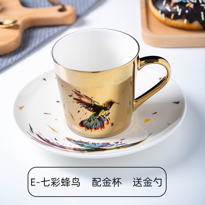Ins Mirror Reflection Cup Coffee mug Picasso Ceramic Coffee Cup and Saucer Set lion Funny Mugs for Friend Birthday Best Gift