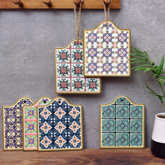 DUNXDECO-Manteles Individuales para Mesa, posavasos con diseño de floret marroquí, almohadilla de aislamiento térmico, soporte para ollas de cocina, decoración de escritorio de Arte Simple Vintage