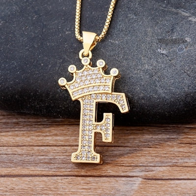 Nidin, nuevo collar de cadena con colgante de alfabeto AZ de circonita de cobre de lujo, estilo Hip-Hop, joyería de nombre inicial para mujer y hombre