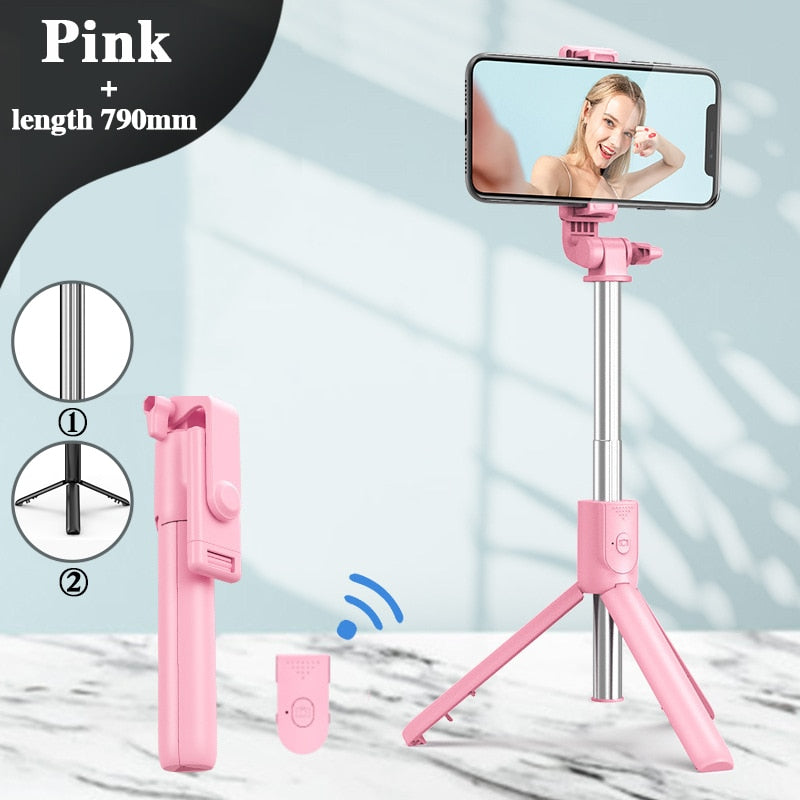 Palo de Selfie inalámbrico con Bluetooth, Mini trípode plegable Compatible con teléfono con luz de relleno, Control remoto del obturador para IOS y Android