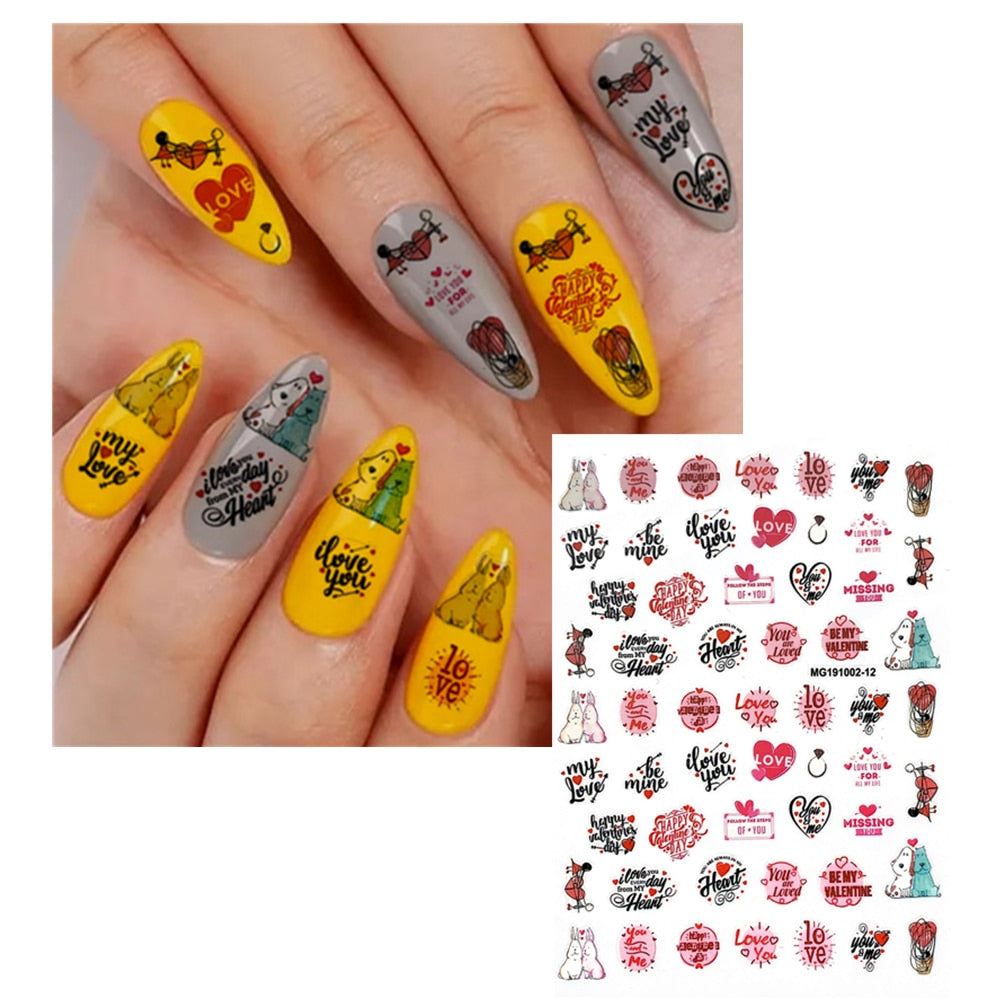 MG191002-12 Love Heart Kiss Valentine's Day 3D Back glue Nail decal Nail sticker Nail decoration Nail art Nail ornament