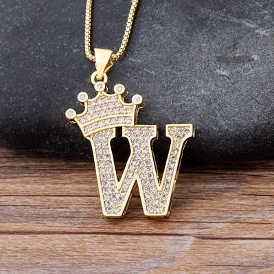 Nidin, nuevo collar de cadena con colgante de alfabeto AZ de circonita de cobre de lujo, estilo Hip-Hop, joyería de nombre inicial para mujer y hombre