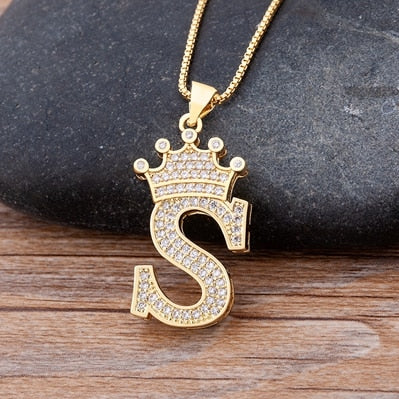 Nidin, nuevo collar de cadena con colgante de alfabeto AZ de circonita de cobre de lujo, estilo Hip-Hop, joyería de nombre inicial para mujer y hombre
