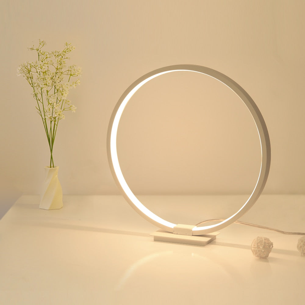 Lámpara de mesa LED, lámpara de escritorio regulable táctil moderna, lámparas de mesa para decoración de dormitorio, lámpara de noche, luces nocturnas circulares blancas y negras
