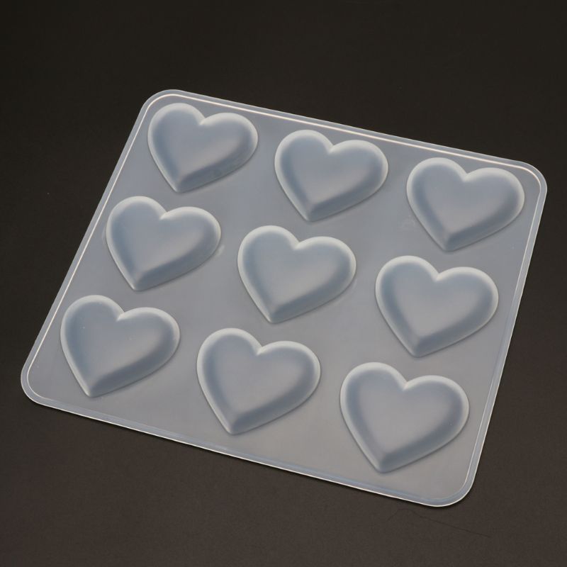 Molde para postres de silicona y Chocolate con forma de corazón de 9 tazas, molde para hornear magdalenas, molde para joyería de resina