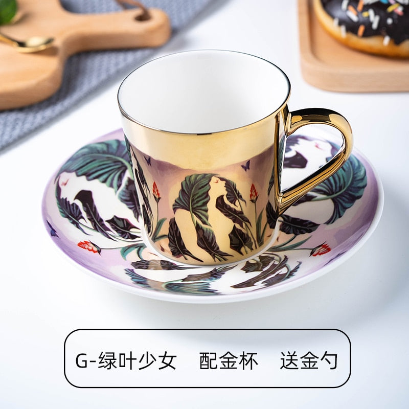Ins Mirror Reflection Cup Coffee mug Picasso Ceramic Coffee Cup and Saucer Set lion Funny Mugs for Friend Birthday Best Gift