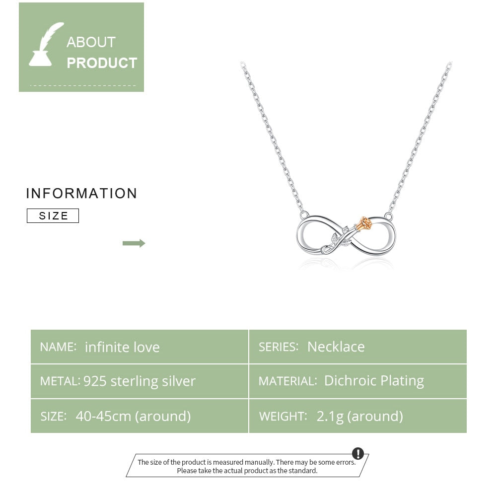 Bamoer-collar corto de Plata de Ley 925 auténtica con flor rosa, amor infinito, Gargantilla, cadena, bisutería de lujo SCN371