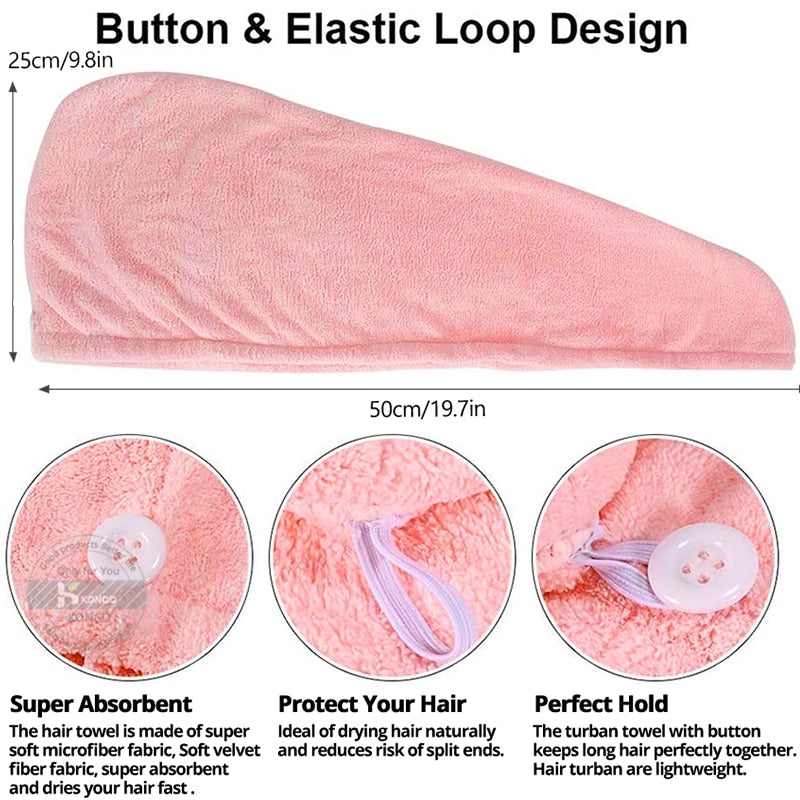 Microfiber Girl's Hair Drying Hat Hair Towel Dry Quick Womens Hair Towel Absorption Turban Hair Dry Cap Household Bath Tool