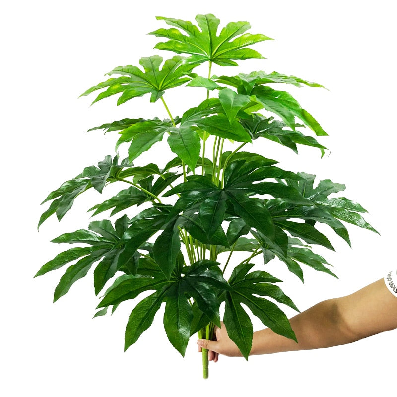 Plantas falsas de 75cm y 24 tenedores, rama de árbol Artificial grande de Monstera, hoja de tortuga falsa de palma Tropical de plástico para decoración de la habitación del jardín del hogar