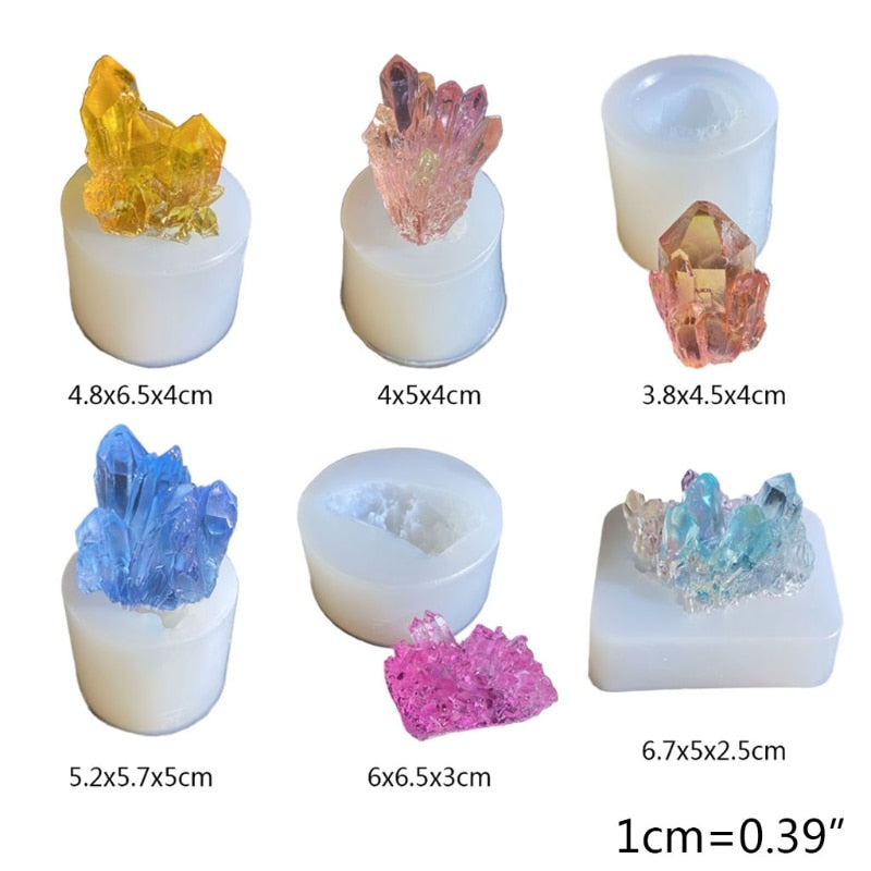 Simulación de piedra Original, grupo de cristal, Molde de resina Epoxy, molde de silicona para manualidades, joyería, herramienta de fabricación de colgantes