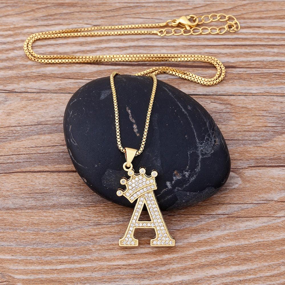 Nidin, nuevo collar de cadena con colgante de alfabeto AZ de circonita de cobre de lujo, estilo Hip-Hop, joyería de nombre inicial para mujer y hombre