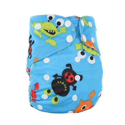 Pañales reutilizables AIO con impresión digital PORORO con 2 refuerzos de bambú, pañal de tela transpirable todo en uno de bambú