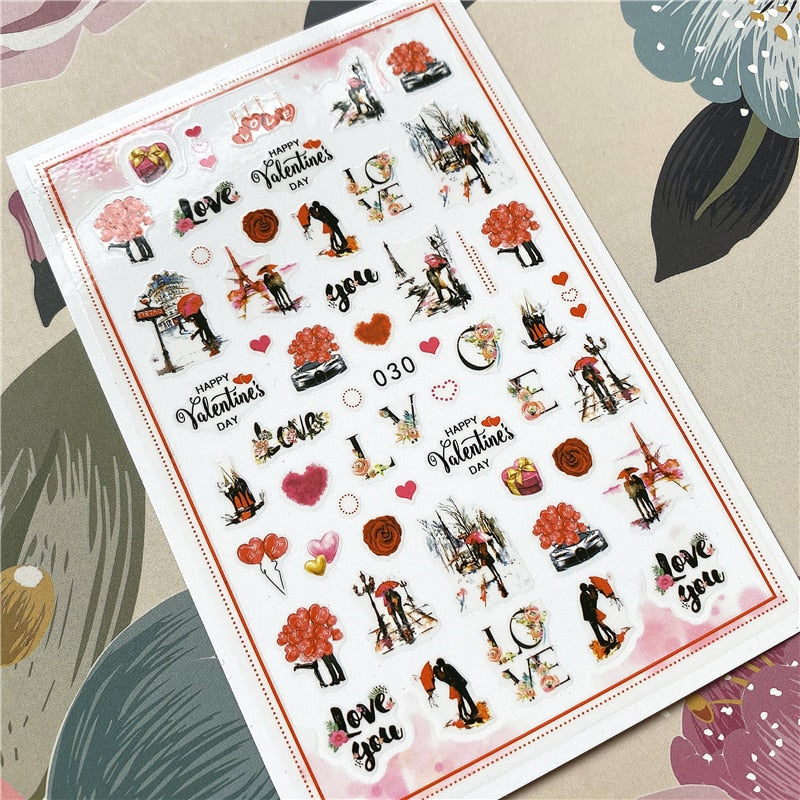 MG191002-12 Love Heart Kiss Valentine's Day 3D Back glue Nail decal Nail sticker Nail decoration Nail art Nail ornament