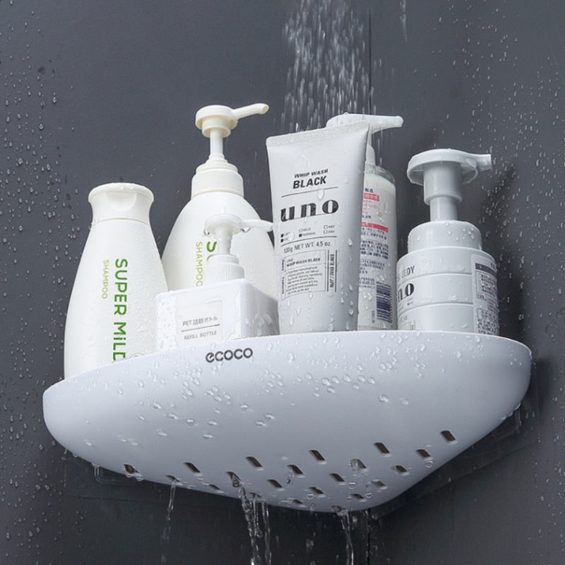 Estante de baño, estante de almacenamiento triangular, organizador de almacenamiento para lociones, ama de llaves, organizador de pared para accesorios de baño