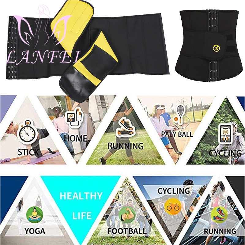 LANFEI Hot Waist Trainer Neoprene Men Body Shaper Tummy Control Belt Sauna Slimming Strap Fitness Sweat Shapewear for Fat Burner