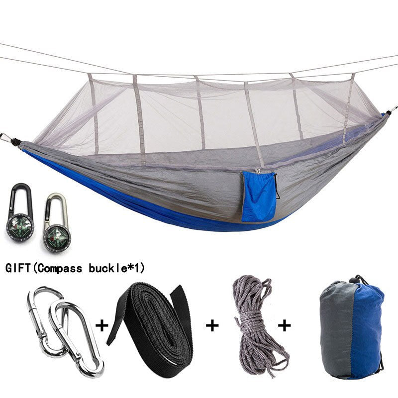Hamaca para acampar/jardín con mosquitera, muebles de exterior para 1-2 personas, cama colgante portátil, columpio para dormir de tela de paracaídas resistente