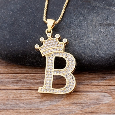 Nidin, nuevo collar de cadena con colgante de alfabeto AZ de circonita de cobre de lujo, estilo Hip-Hop, joyería de nombre inicial para mujer y hombre