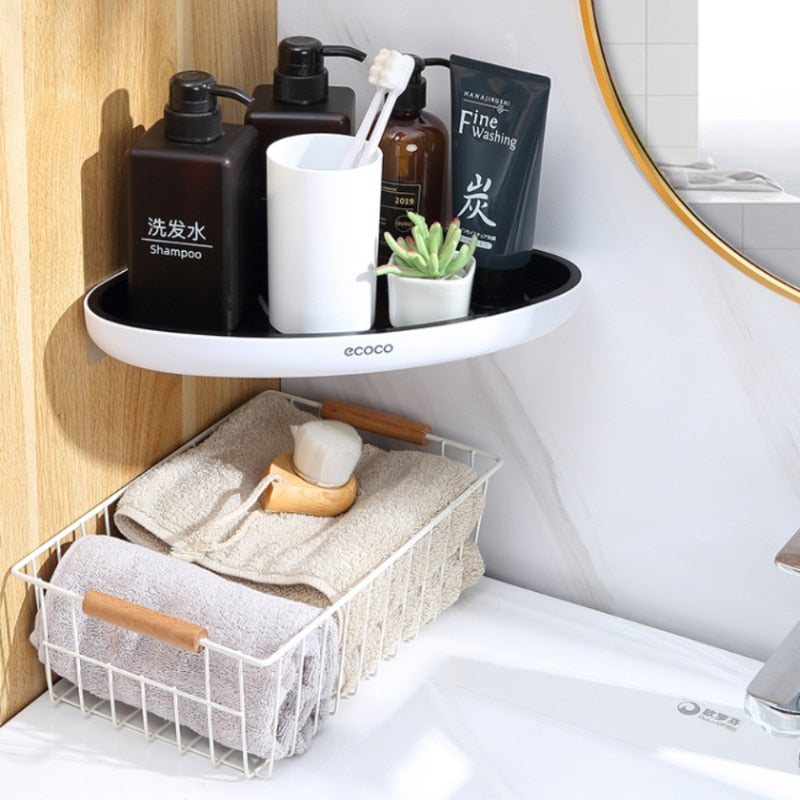 Estante de baño, estante de almacenamiento triangular, organizador de almacenamiento para lociones, ama de llaves, organizador de pared para accesorios de baño