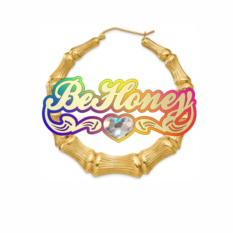 BeHoney moda personalidad Simple acrílico nombre personalizado pendientes de bambú dibujos animados arco iris nombre collar joyería regalo de Navidad C4