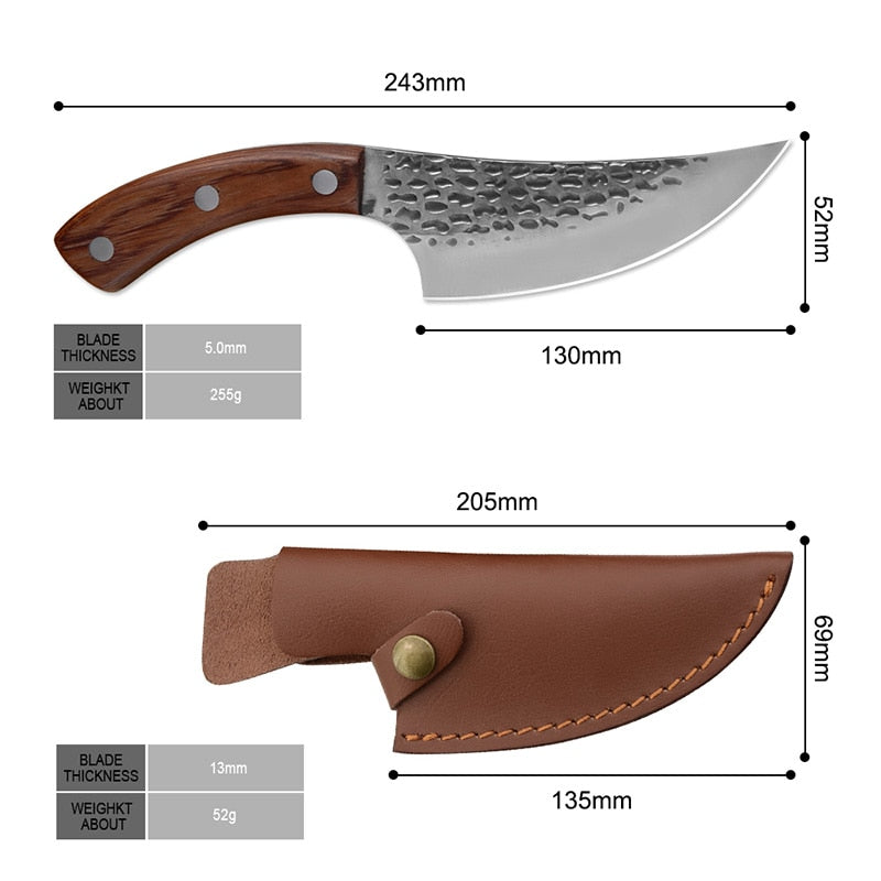 Cuchillo de Chef serbio de 5,5 pulgadas, cuchillo de caza forjado hecho a mano para exteriores, cuchillo de cocina de acero inoxidable, cuchillo de carnicero para deshuesar