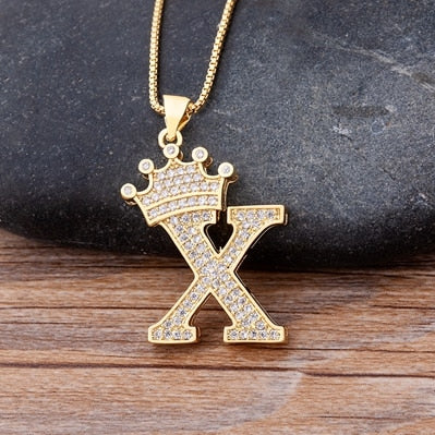 Nidin, nuevo collar de cadena con colgante de alfabeto AZ de circonita de cobre de lujo, estilo Hip-Hop, joyería de nombre inicial para mujer y hombre