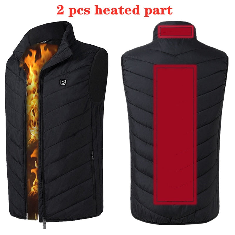 Chaleco calefactable de 9/11 lugares para hombres y mujeres, chaqueta calefactora por USB, ropa térmica, chaleco de caza, chaqueta calefactora de invierno, BlackS-6XL