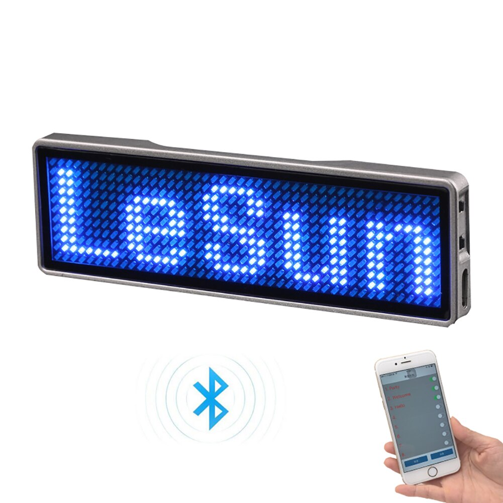 Insignia LED Digital Bluetooth recargable, Insignia DIY, tablero de mensajes desplazable programable, Mini pantalla LED, etiqueta de nombre LED