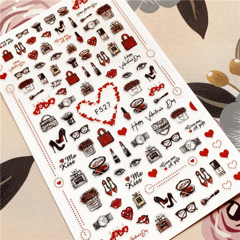 MG191002-12 Love Heart Kiss Valentine's Day 3D Back glue Nail decal Nail sticker Nail decoration Nail art Nail ornament