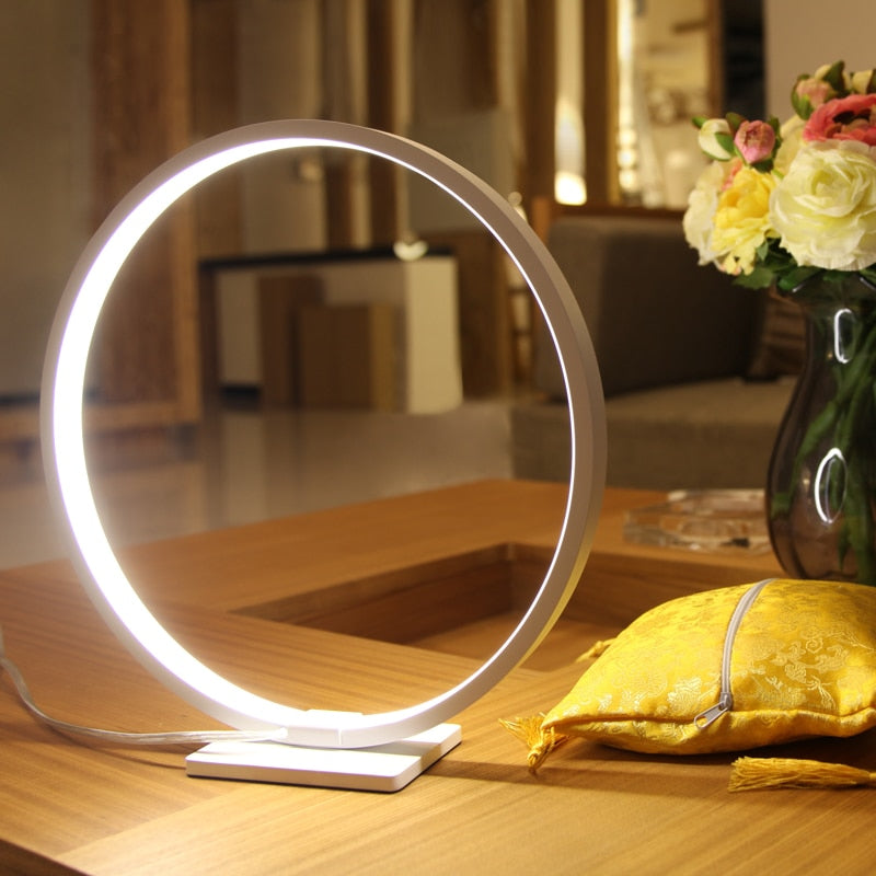 Lámpara de mesa LED, lámpara de escritorio regulable táctil moderna, lámparas de mesa para decoración de dormitorio, lámpara de noche, luces nocturnas circulares blancas y negras