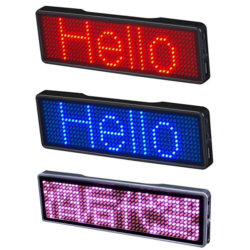 Insignia LED Digital Bluetooth recargable, Insignia DIY, tablero de mensajes desplazable programable, Mini pantalla LED, etiqueta de nombre LED