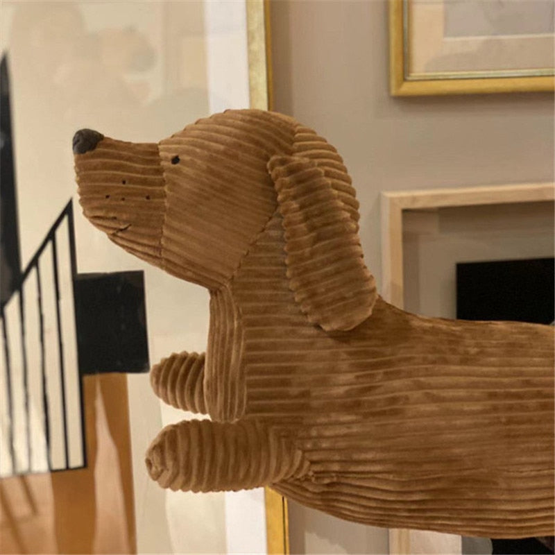 JOYLOVE-cojín para amantes de perros salchicha, 55 ~ 120cm, marrón, bonito perro salchicha británico de patas cortas, almohada, sofá, regalo, muñeco de peluche