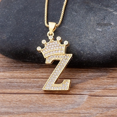 Nidin, nuevo collar de cadena con colgante de alfabeto AZ de circonita de cobre de lujo, estilo Hip-Hop, joyería de nombre inicial para mujer y hombre