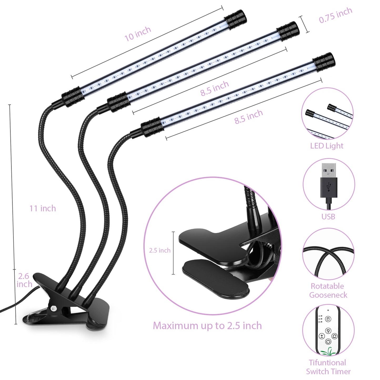 LED Grow Light USB Phyto Lamp Full Spectrum 4 Head Grow Tent Complete Kit Phytolamp for Plants Seedlings Flowers Indoor Grow Box