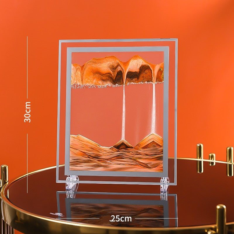 Imagen artística de arena móvil de 7/12 pulgadas, vidrio redondo, paisaje de arena de mar profundo 3D, pantalla en movimiento, marco de arena que fluye, pintura de arena