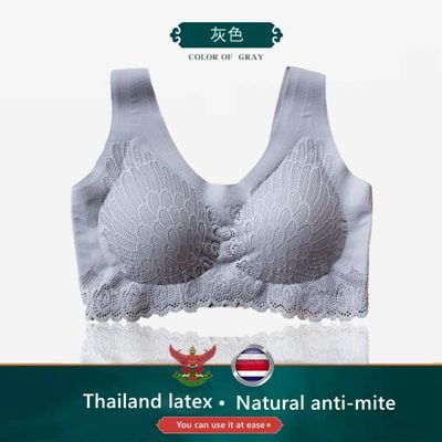 Ropa interior de látex tailandesa, sujetador para mujer, pecho pequeño, anillo de acero sin costuras, chaleco deportivo sin costuras, espalda de encaje