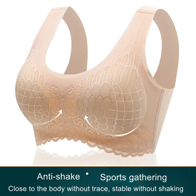 Ropa interior de látex tailandesa, sujetador para mujer, pecho pequeño, anillo de acero sin costuras, chaleco deportivo sin costuras, espalda de encaje