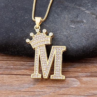 Nidin, nuevo collar de cadena con colgante de alfabeto AZ de circonita de cobre de lujo, estilo Hip-Hop, joyería de nombre inicial para mujer y hombre