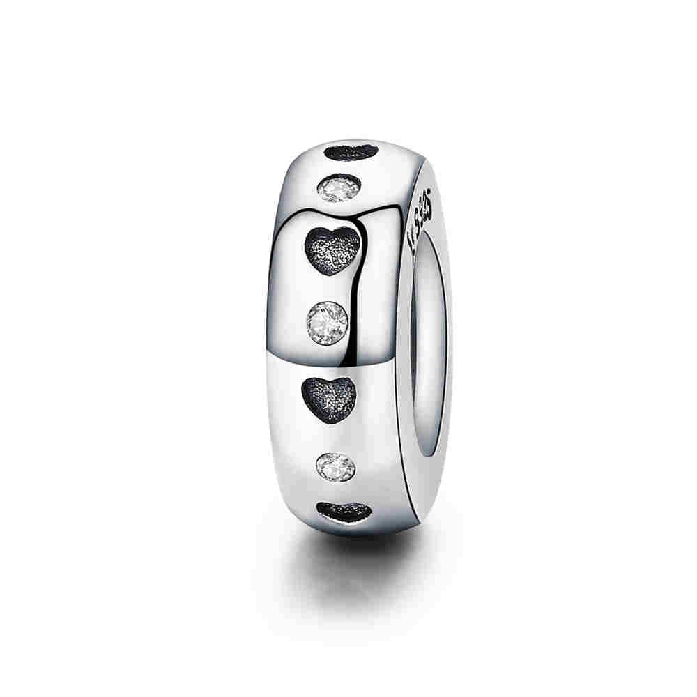 BISAER, espaciador de Plata de Ley 925, corazón de cereza, ojo azul, cuentas con tapón de flor, abalorio compatible con pulsera, accesorios DIY, joyería