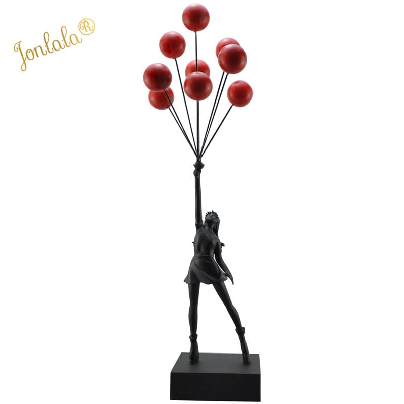 Nuevas estatuas lujosas de globos para niñas, globos voladores Banksy, escultura artística para niñas, artesanía de resina, decoración del hogar, regalo de Navidad de 57cm