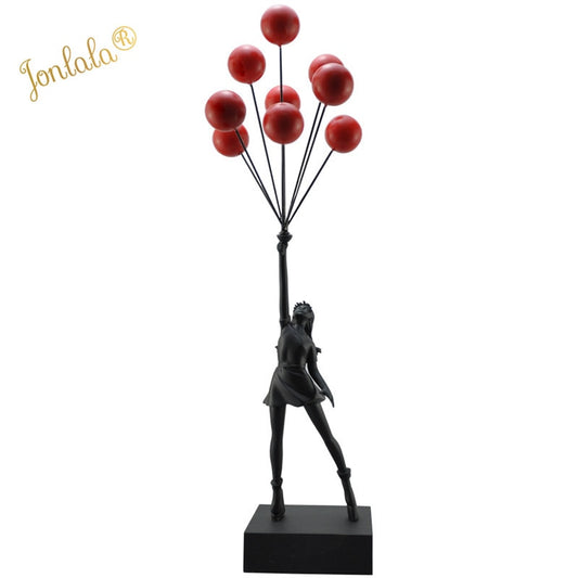 Nuevas estatuas lujosas de globos para niñas, globos voladores Banksy, escultura artística para niñas, artesanía de resina, decoración del hogar, regalo de Navidad de 57cm