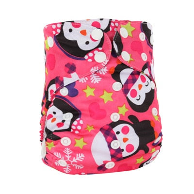 Pañales reutilizables AIO con impresión digital PORORO con 2 refuerzos de bambú, pañal de tela transpirable todo en uno de bambú