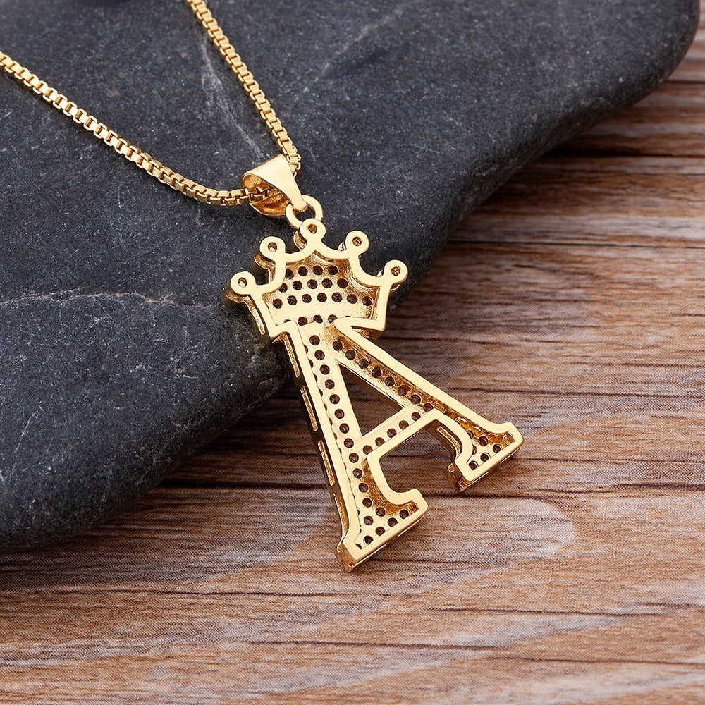 Nidin, nuevo collar de cadena con colgante de alfabeto AZ de circonita de cobre de lujo, estilo Hip-Hop, joyería de nombre inicial para mujer y hombre