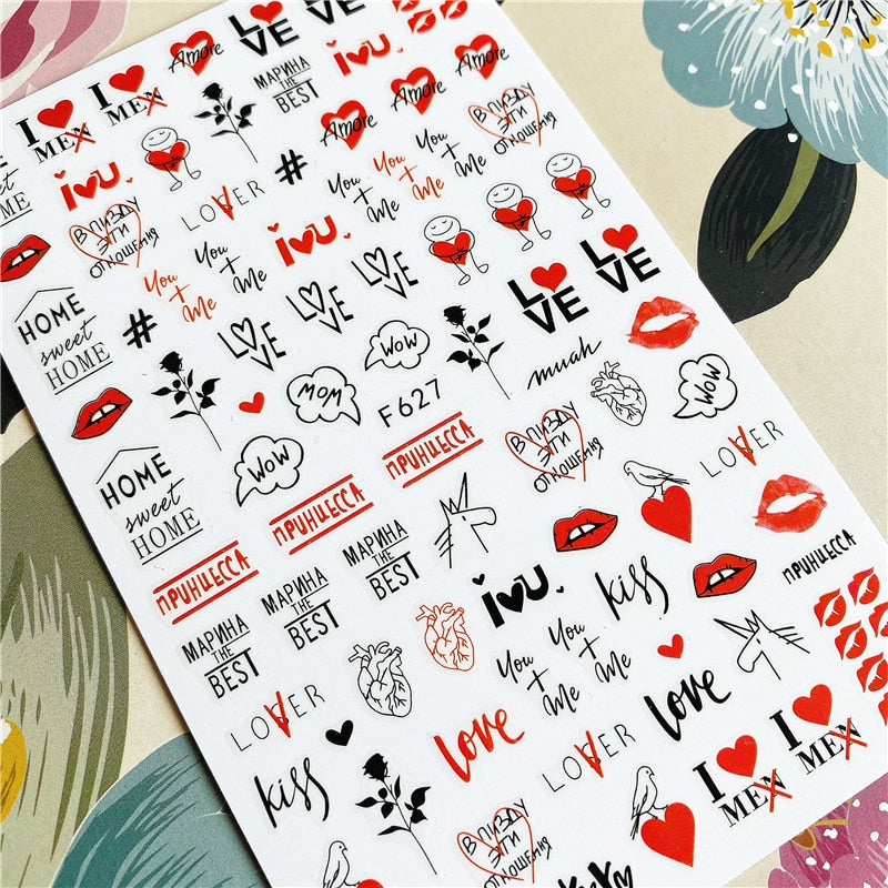 MG191002-12 Love Heart Kiss Valentine's Day 3D Back glue Nail decal Nail sticker Nail decoration Nail art Nail ornament