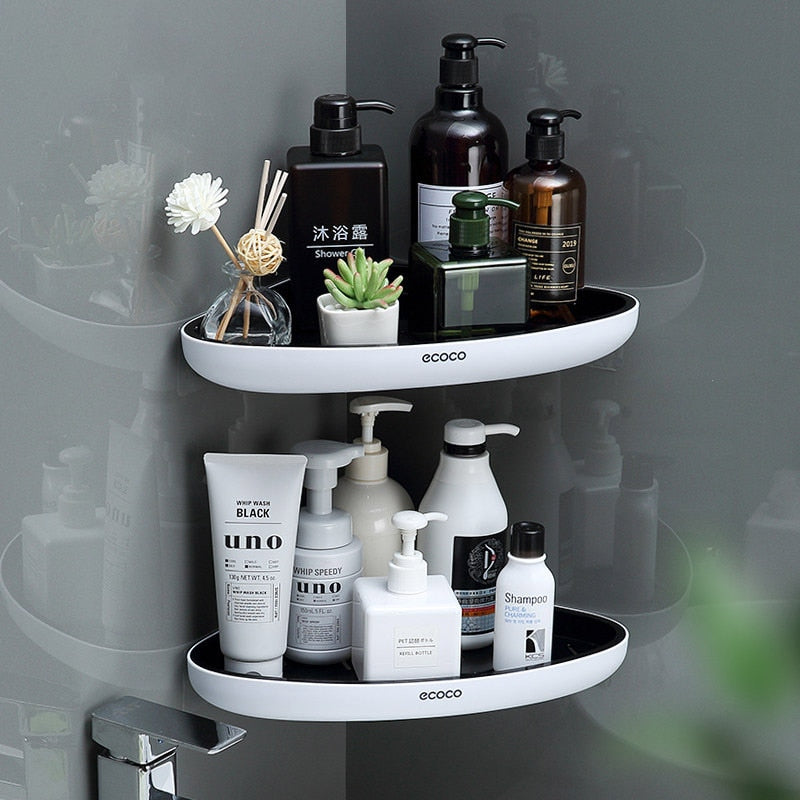 Estante de baño, estante de almacenamiento triangular, organizador de almacenamiento para lociones, ama de llaves, organizador de pared para accesorios de baño