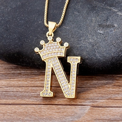 Nidin, nuevo collar de cadena con colgante de alfabeto AZ de circonita de cobre de lujo, estilo Hip-Hop, joyería de nombre inicial para mujer y hombre